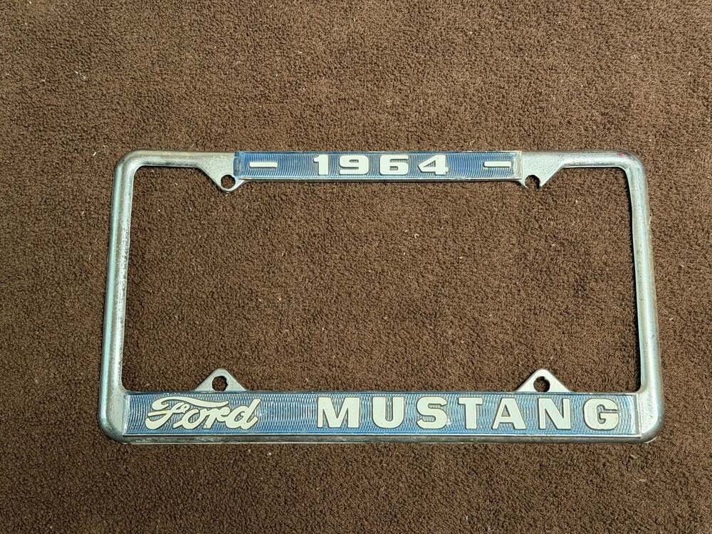 Vintage Ford Mustang License Plate Frame with 1964 Emblem